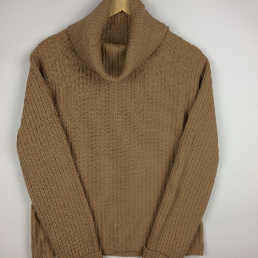 Le Chateau Sweater Womens Large Angora Wool Blend Cowl Neck Long Sleeve Tan